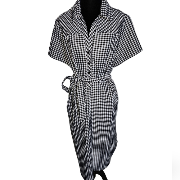 Dresses & Skirts - 4 for $28 Vintage checkered buttondown collared Midi dress